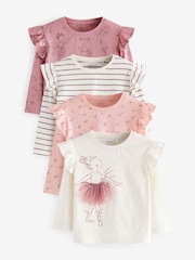 Purple Long Sleeve Frill Tops 4 Pack (3mths-7yrs) - Image 1 of 7