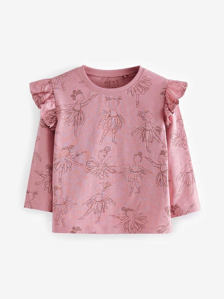Purple Long Sleeve Frill Tops 4 Pack (3mths-7yrs) - Image 3 of 7