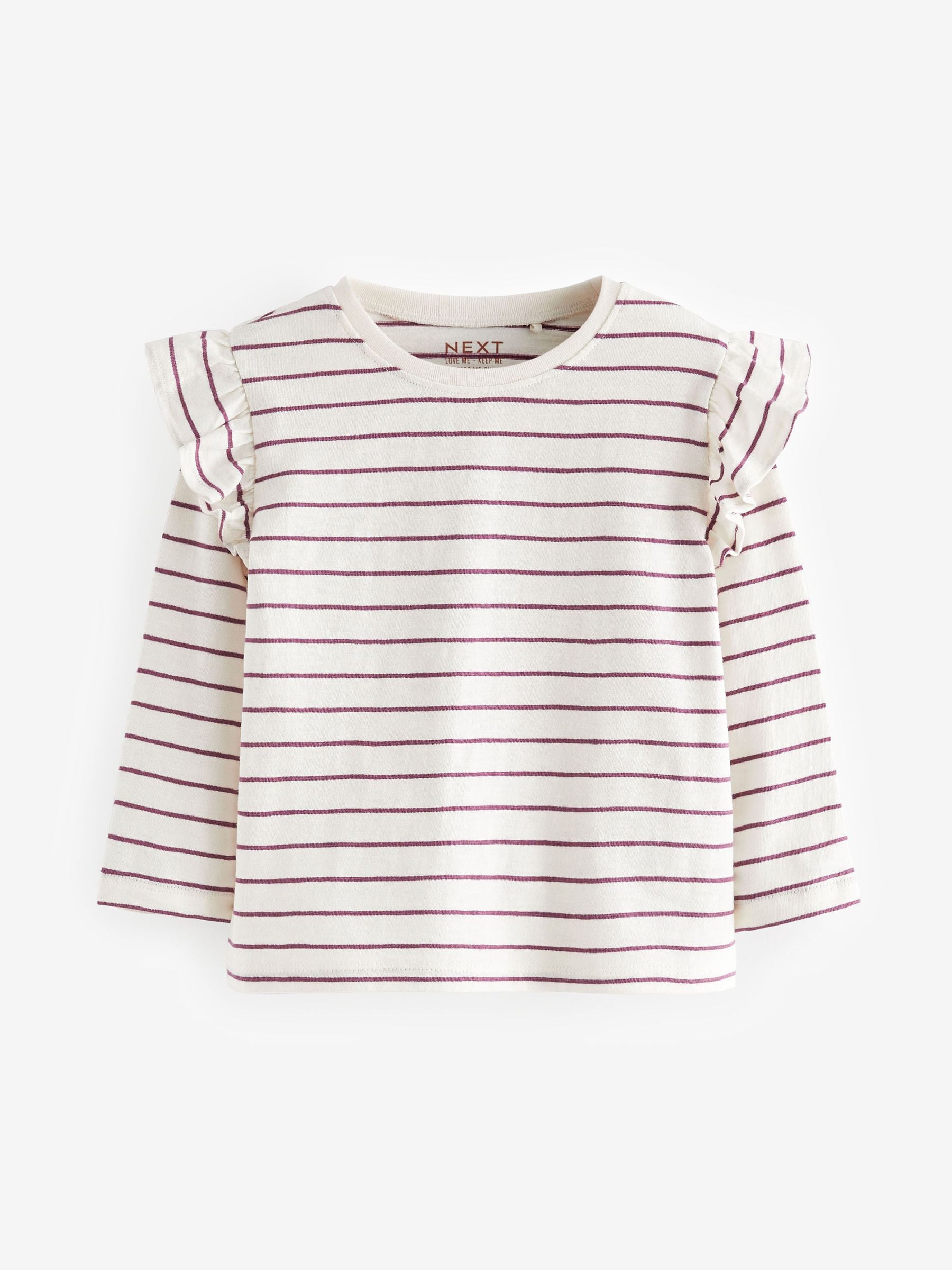 Buy Purple Long Sleeve Frill Tops 4 Pack (3mths-7yrs) from