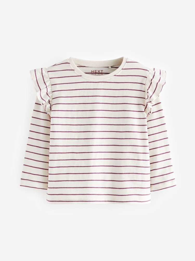 Purple Long Sleeve Frill Tops 4 Pack (3mths-7yrs) - Image 4 of 7