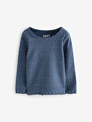 Navy Ribbed Long Sleeve Tops 5 Pack (3mths-7yrs) - Image 5 of 8