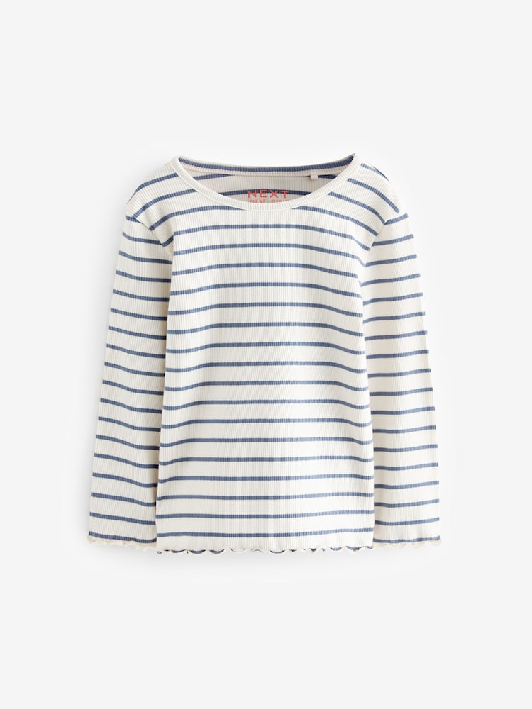 marine - Tops à manches longues en côtes 5 Pack (3mths-7yrs) - Image 6 of 8