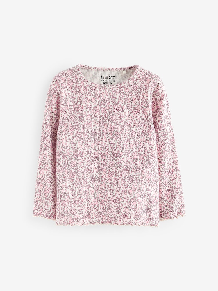 Rose - Tops à manches longues en côtes 5 Pack (3mths-7yrs) - Image 3 of 8