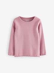 Pink Ribbed Long Sleeve Tops 5 Pack (3mths-7yrs) - Image 4 of 8