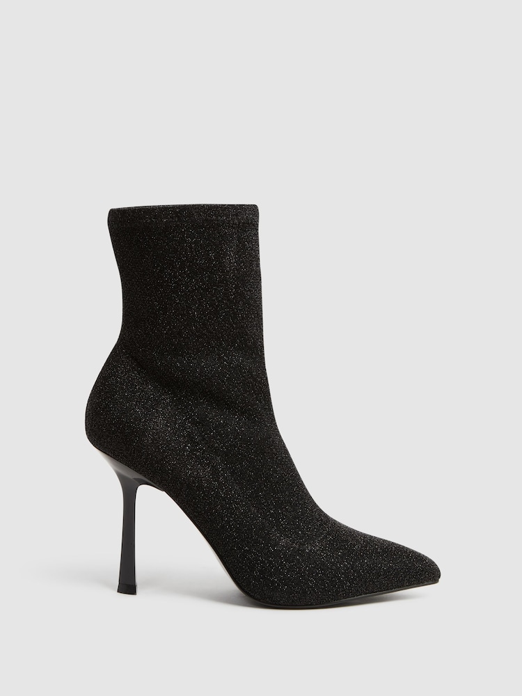 Reiss Black Jess Metallic Sock Boots - Image 1 of 5 Reiss Black Jess Metallic Sock Boots - Image 1 of 5