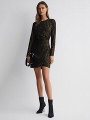 Reiss Black Jess Metallic Sock Boots - Image 2 of 5
