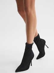 Reiss Black Jess Metallic Sock Boots - Image 3 of 5