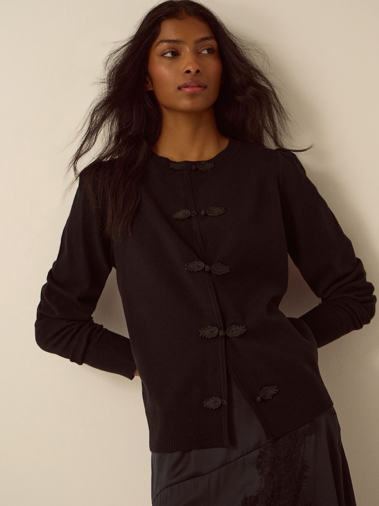 Monsoon Chocolate Brown Faye Button Cardigan - Image 2 of 4 Monsoon Chocolate Brown Faye Button Cardigan - Image 2 of 4