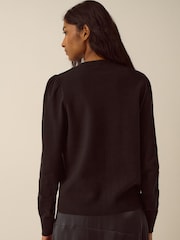 Monsoon Chocolate Brown Faye Button Cardigan - Image 4 of 4