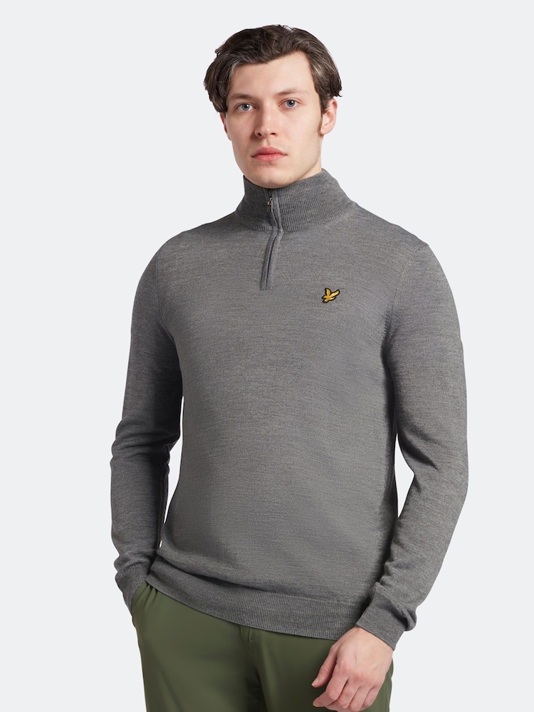 Lyle & Scott Grey Golf Quarter Zip Pullover Jumper - Image 5 of 9