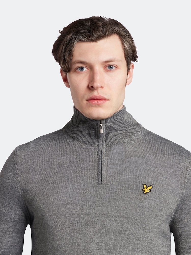 Lyle & Scott Grey Golf Quarter Zip Pullover Jumper - Image 8 of 9