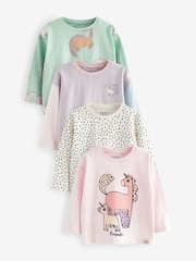 Blue 100% Cotton Long Sleeve T-Shirts 4 Pack (3mths-7yrs) - Image 1 of 7