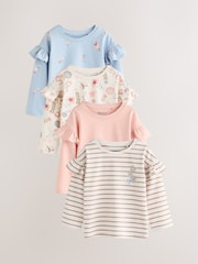 وردي - Long Sleeve Frill Tops 4 Pack (3mths-7yrs) - صورة 1 من 7