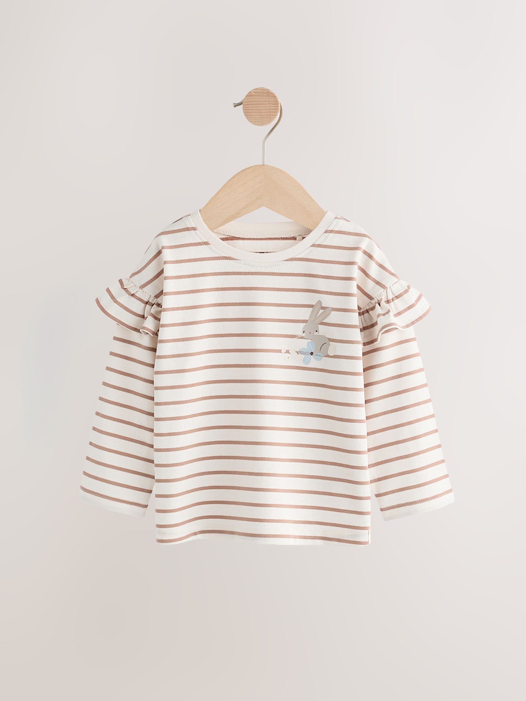 Buy Pink Long Sleeve Frill Tops 4 Pack (3mths-7yrs) from