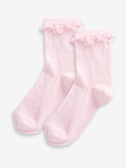 Pink 2 Pack Cotton Rich Ruffle Ankle Socks - Image 1 of 3