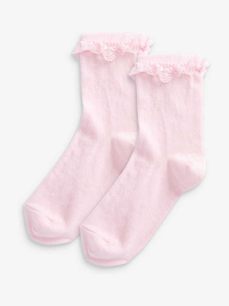 Pink 2 Pack Cotton Rich Ruffle Ankle Socks - Image 1 of 3