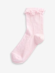 Pink 2 Pack Cotton Rich Ruffle Ankle Socks - Image 2 of 3