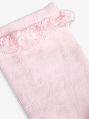 Pink 2 Pack Cotton Rich Ruffle Ankle Socks - Image 3 of 3
