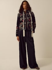 Monsoon Frankie Floral Embroidered Velvet Jacket - Image 2 de 4