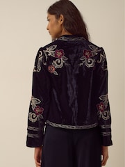 Monsoon Frankie Floral Embroidered Velvet Jacket - Image 4 de 4