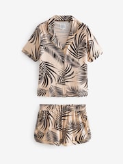 Bath & Body Works Black/Nude Coco Bean Print Viscose Jersey Button Through Shorts Set - Image 7 of 9