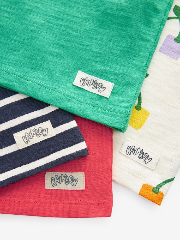 Rainbow Short Sleeve 100% Cotton T-Shirts 4 Pack (3mths-7yrs) - Image 8 of 8