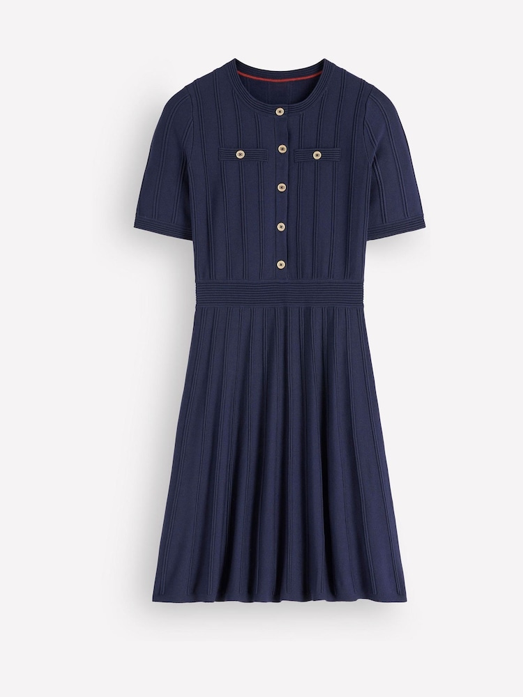 Boden Blue Ottoman Stitch Dress - Image 4 of 4 Boden Blue Ottoman Stitch Dress - Image 4 of 4