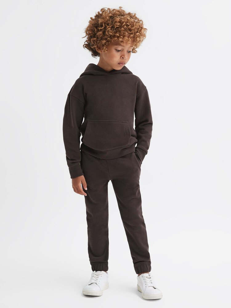 Reiss Chocolate Ali Junior Garment Dye Jersey Joggers - Image 1 of 6