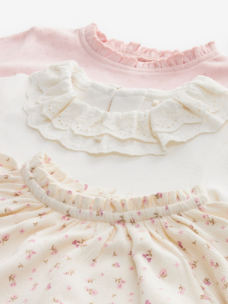 Cream 100% Cotton Long Sleeve Top 3 Pack (3mths-7yrs) - Image 6 of 6