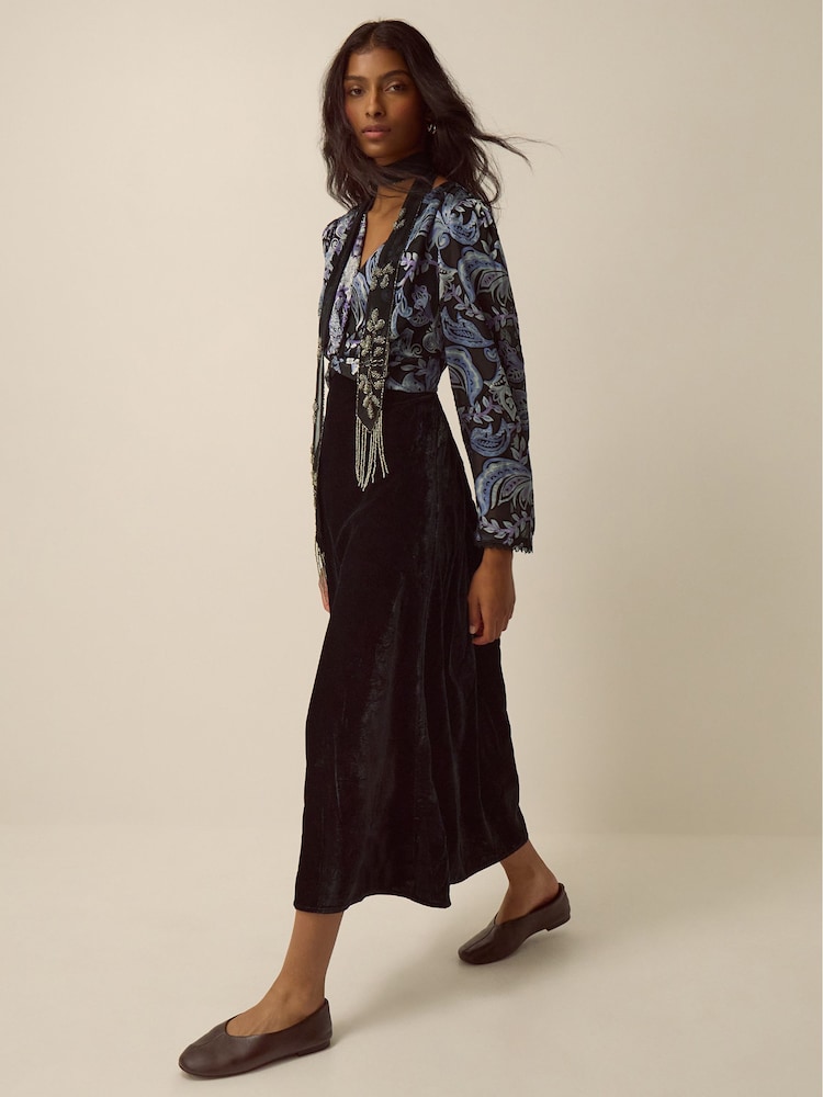 Monsoon Claudia Floral Devoré Midi Dress - Image 2 of 5