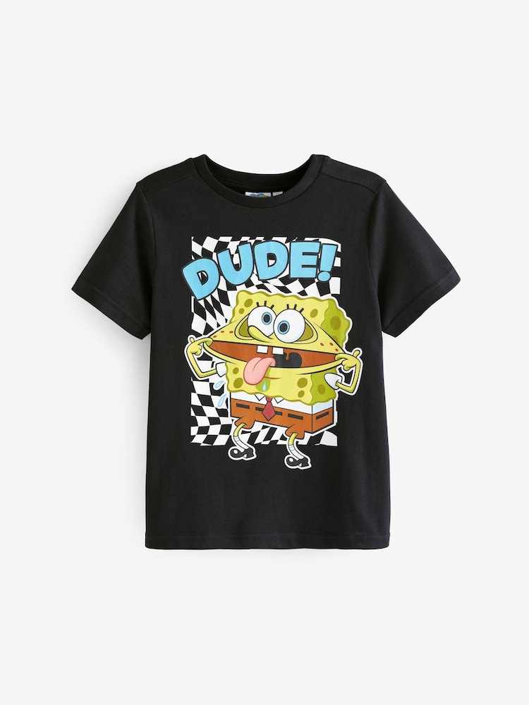 Vanilla Underground Black Boys SpongeBob Square Pants 100% Cotton T-Shirt - Image 1 of 5