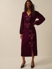 Monsoon Red Buffy Bow Scallop Velvet Top - Image 3 of 4