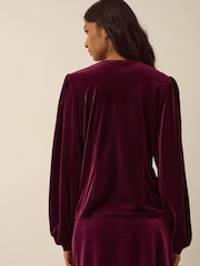 Monsoon Red Buffy Bow Scallop Velvet Top - Image 4 of 4
