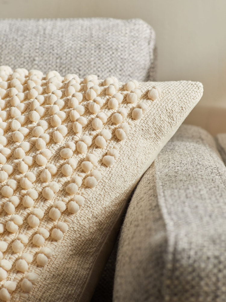 Natural 43 x 43cm Hemmingway Textured Bobble Cushion - Image 2 of 5