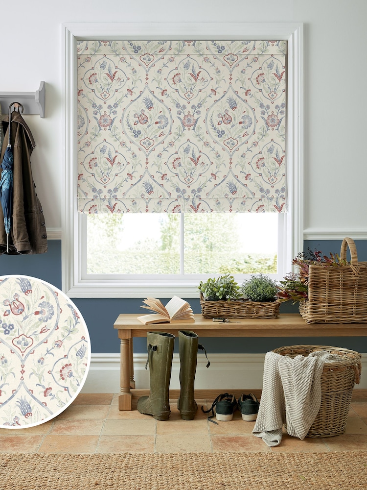 Laura Ashley Red Foscot Damask Made to Measure 100% Cotton Roman Blinds - Image 1 of 5