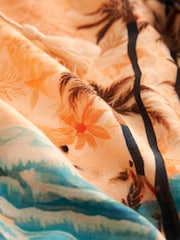 Orange Scenic Print Short Sleeve Tie Neck Bardot Blouse - Image 6 of 6