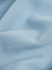 Chambray Blue Short Sleeve Tie Neck Bardot Blouse - Image 6 of 8
