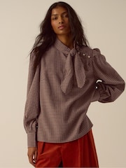 Monsoon Myla Tie Neck Gingham Top - Slika 1 iz 4