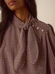 Monsoon Myla Tie Neck Gingham Top - Slika 3 iz 4