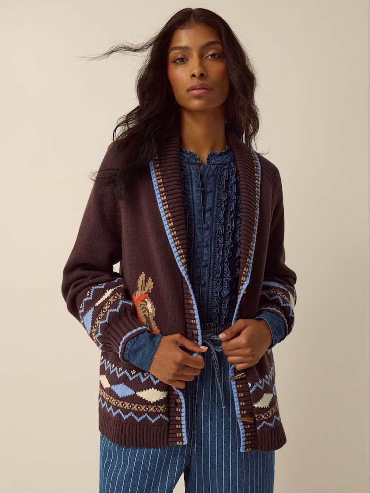 Monsoon Brown Harper Horse Cardigan - Image 1 of 4