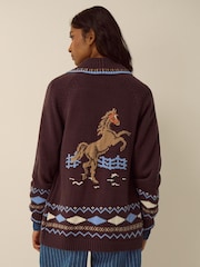 Monsoon Brown Harper Horse Cardigan - Image 2 of 4