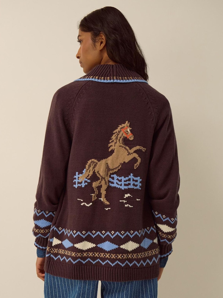 Monsoon Brown Harper Horse Cardigan - Image 2 of 4