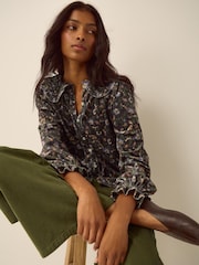 Monsoon Green Carly Floral Velvet Shirt - Image 1 of 5