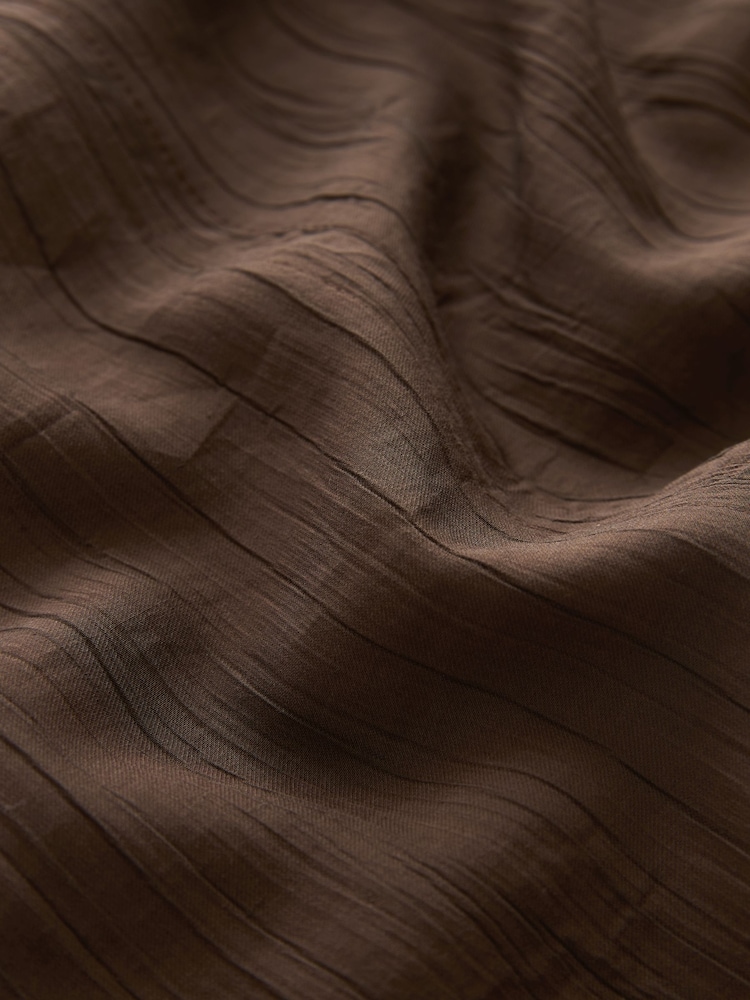 Chocolate Brown Gathered Short Sleeve Textured Boxy T-Shirt - Image 7 of 7