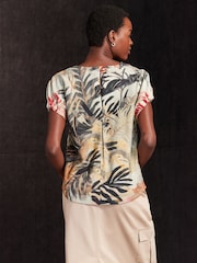 Safari Print Gathered Short Sleeve Textured Boxy T-Shirt - Image 4 of 6