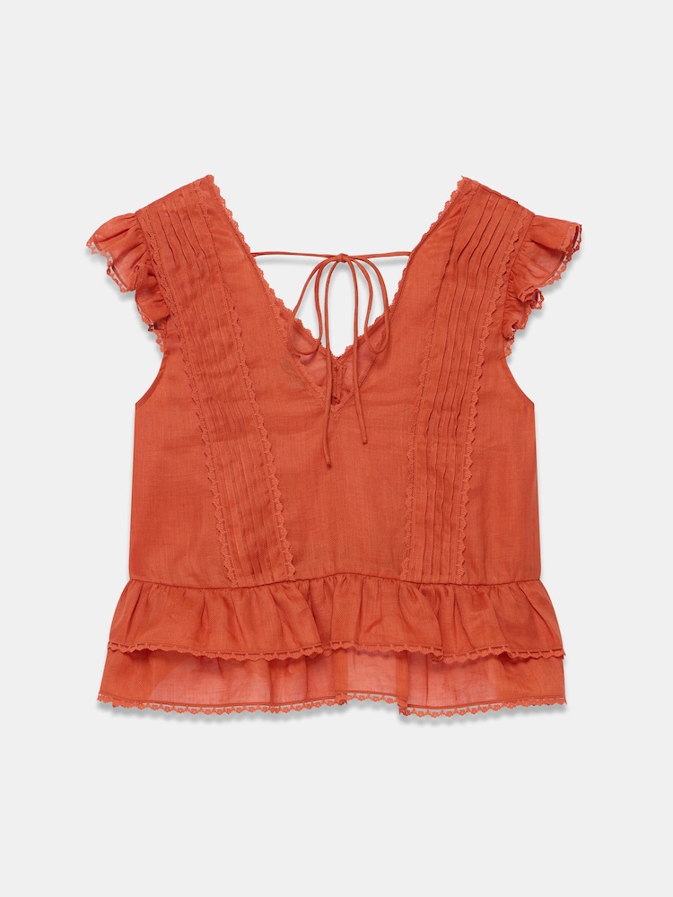 Mint Velvet Orange Ramie Ruffle Detail Blouse - Image 7 of 7 Mint Velvet Orange Ramie Ruffle Detail Blouse - Image 7 of 7