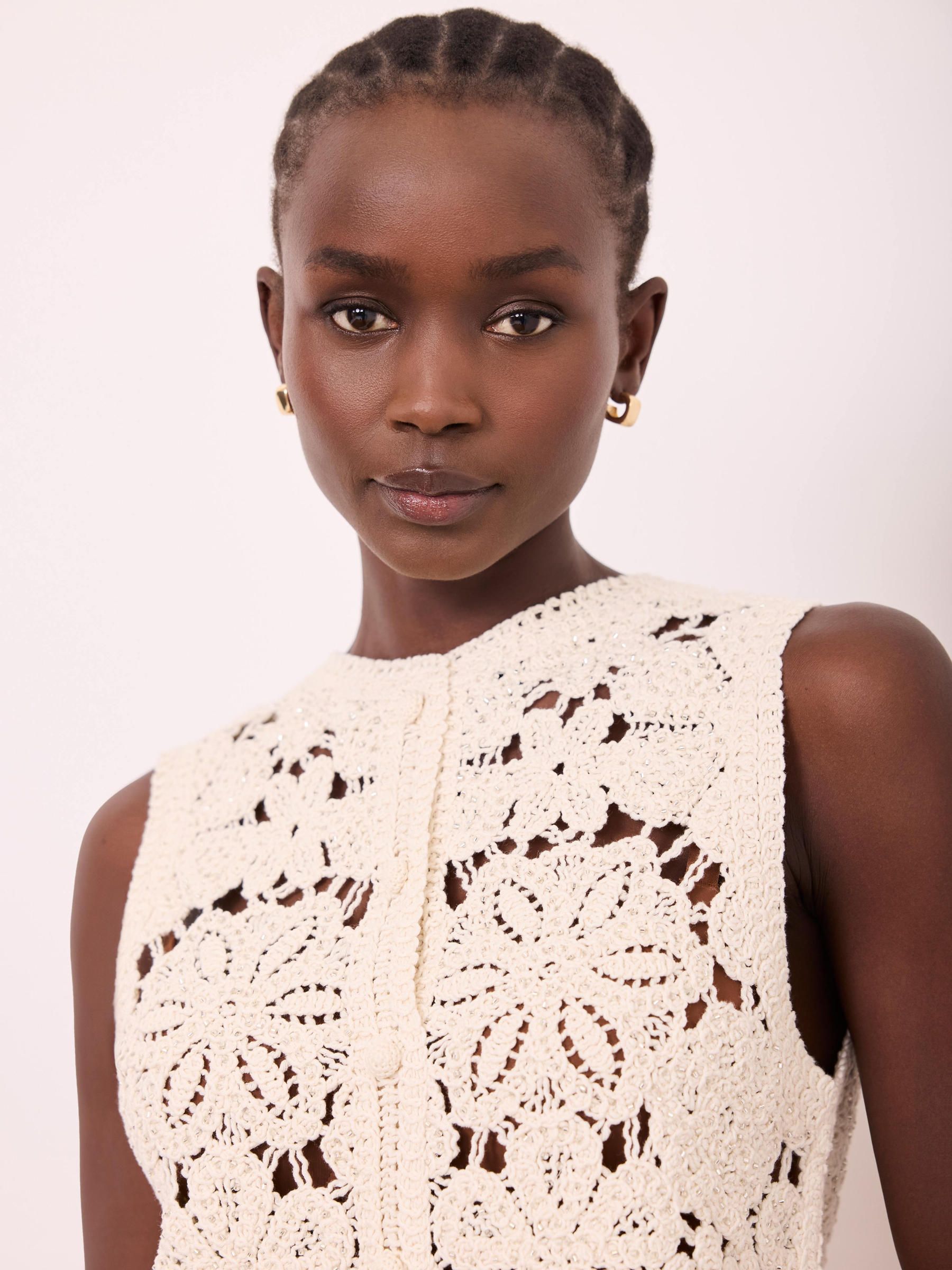 Buy Mint Velvet Grey Cotton Crochet Vest from Next Canada