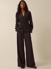 Monsoon Black Sally Polka Dot Devoré Jersey Blouse - Image 3 of 5