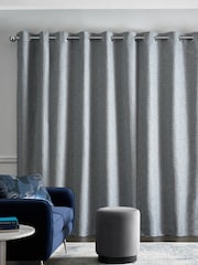 Teal Blue Next Mini Circle Geometric Jacquard Eyelet Lined Curtains - Image 2 of 4