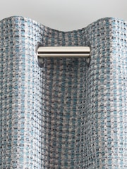 Teal Blue Next Mini Circle Geometric Jacquard Eyelet Lined Curtains - Image 3 of 4